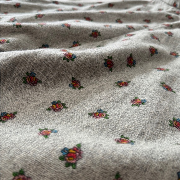 Vintage Grey Floral Midi a line Skirt union made xs s - Picture 8 of 14